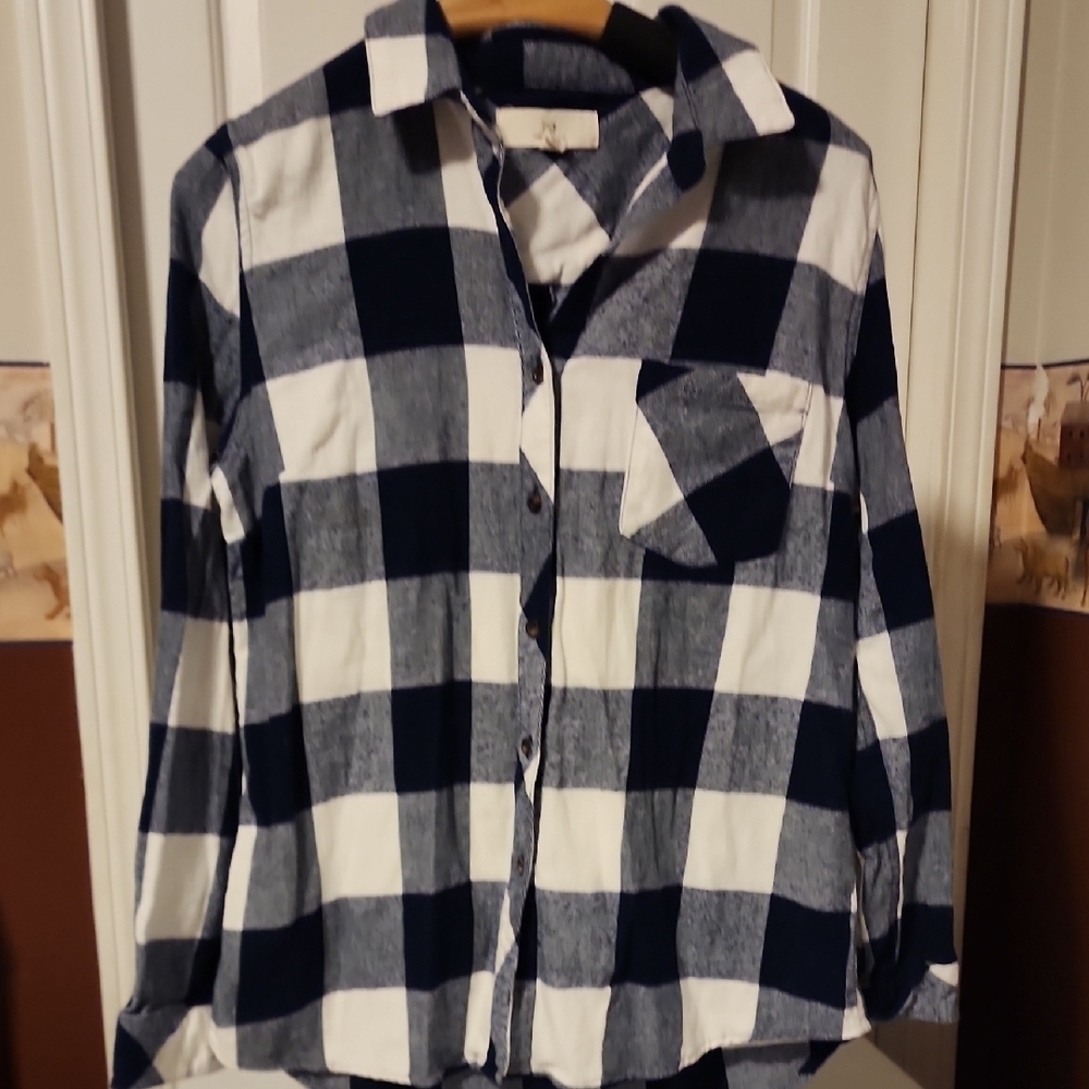 Thread & Supply Blue and White Plaid Shirt